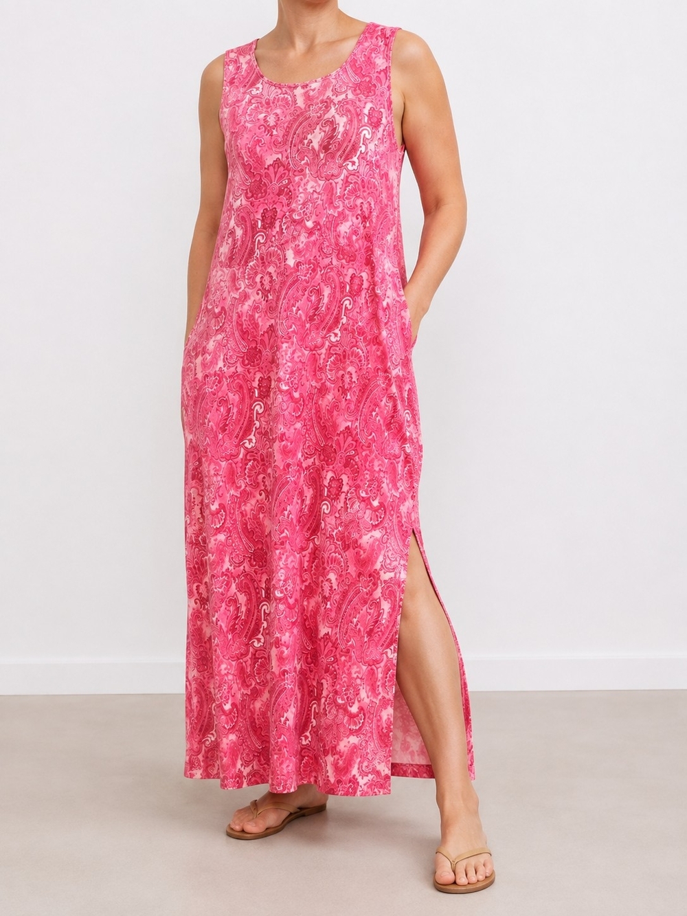 Pink Paisley Sleeveless Maxi Dress